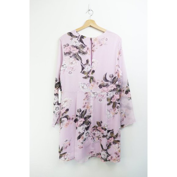 NWT Leith Long Sheer Sleeve Floral Dress Purple XL - Picture 7 of 8